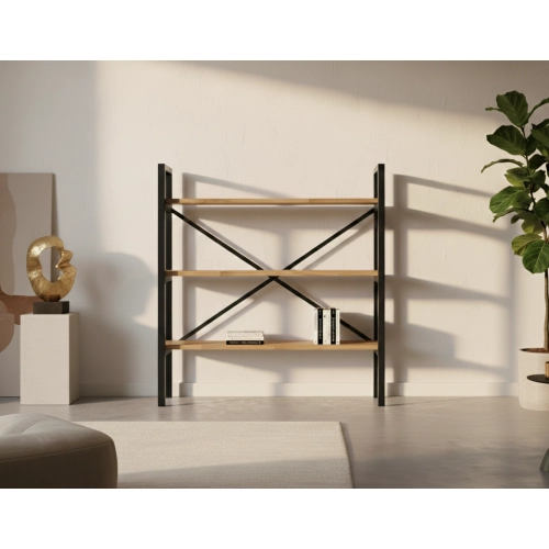 REGAŁ NA KSIĄŻKI METALOWY DREWNO LITE DĄB JESION OLCHA RNK-8